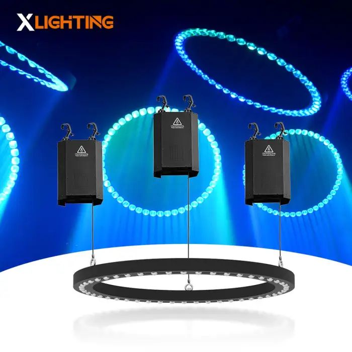 Dmx Winch Led Kinetic Lighting Night Club 48*15W RGBW Led Kinetic Beam Ring Light