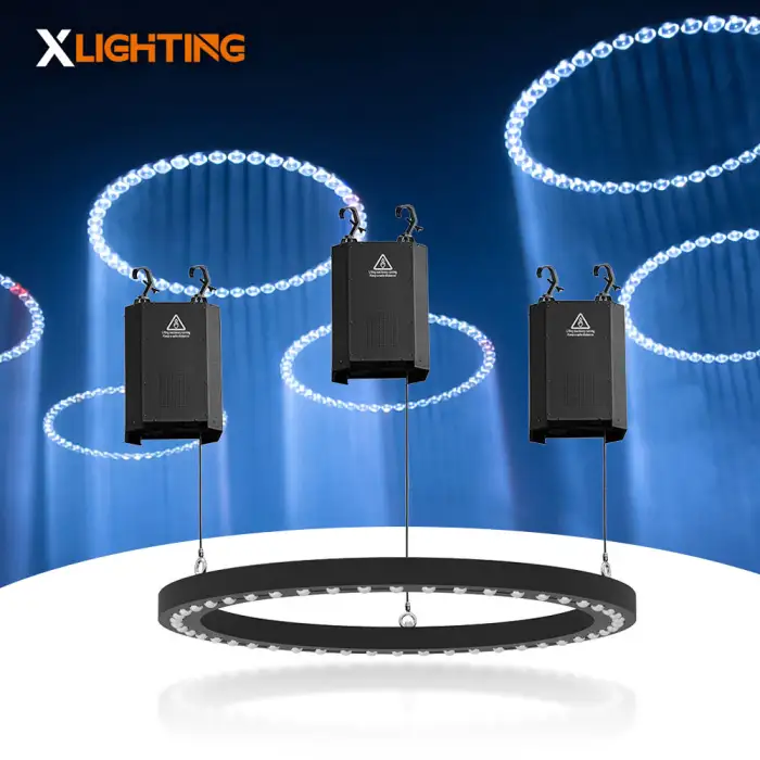 Dmx Winch Led Kinetic Lighting Night Club 48*15W RGBW Led Kinetic Beam Ring Light