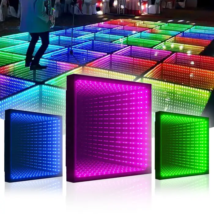 DMX512 Controlled 3D LED Dance Floor Deep Tunnel Magic Mirror Stage Lighting Projection Lights