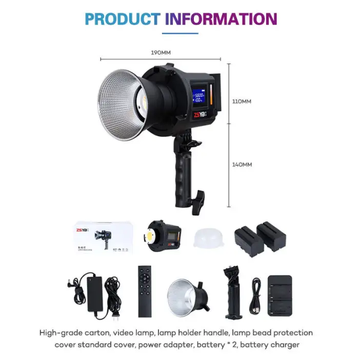 ZSYB Handheld Studio Video Camera Spotlight Video Light for Professional Studio Photography