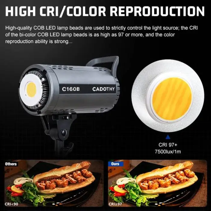 CADOTHY New Model Customized High-Quality Bi-Color Fill Light C160B 160W Professional for Live-Streaming Use Live Light