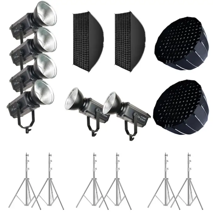 Tianmei LED Live Stream Lighting Set 200W LED Video Light With Softbox and Tripod Stand With Green Backdrop