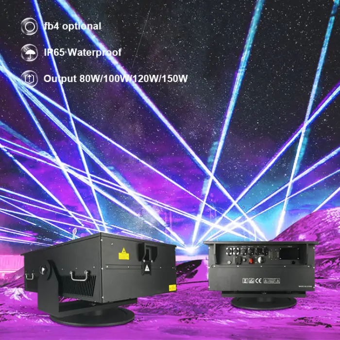 100w Dmx512 Rgb Outdoor Full Color Animation Sky Power Laser Light