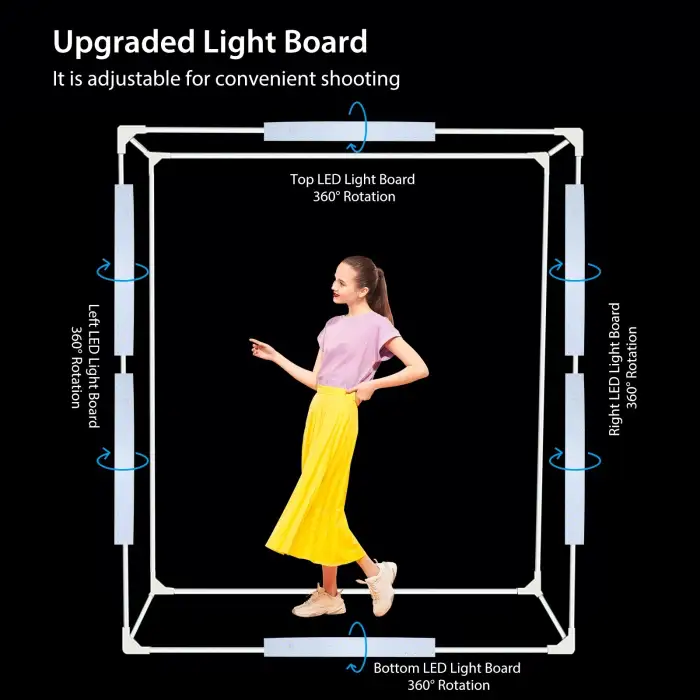 PULUZ Portable Foldable Photo Studio Box 2m 240W 5500K Tabletop Photography Photo Box Large LED Studio Light with Backdrops