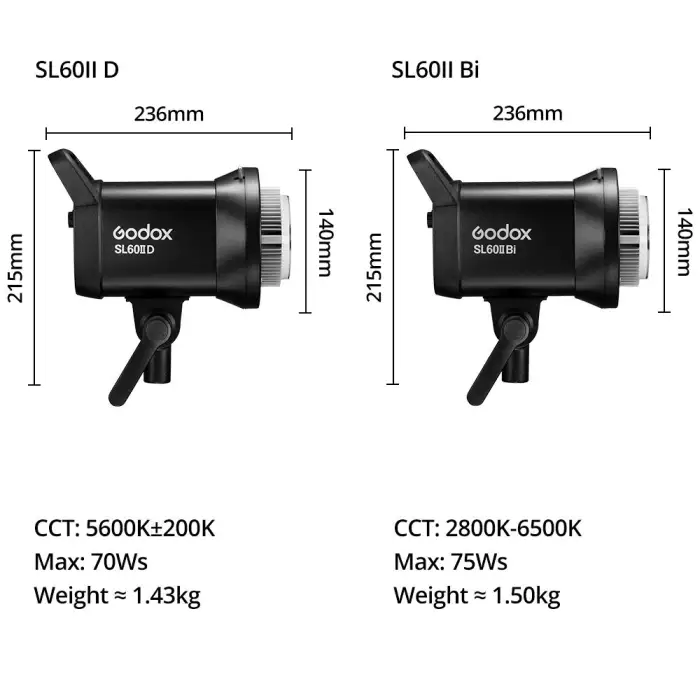 Godox 60W SL60IID SL60IIBi COB Studio Lights Photography 2.4G Wireless Control Continuous Lighting for Photo Video