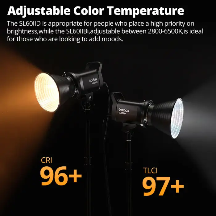 Godox 60W SL60IID SL60IIBi COB Studio Lights Photography 2.4G Wireless Control Continuous Lighting for Photo Video