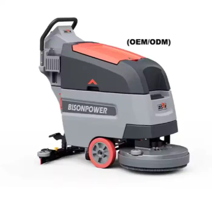 BISON Walk-behind Commercial Terrazzo Floor Cleaning Machine Supermarket Battery Hand Floor Scrubber Machine