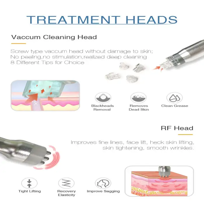 2 in 1 Hydrodermabrasion Skin Cleaning Machine Rf Skin Tightening Rejuvenation Vacuum Handle Blackhead Removal Water Facial