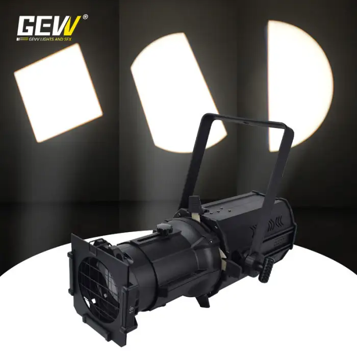 GEVV Professional Stage Lighting 200W DMX Cob LED Follow Spotlight Profile Light With Zoom for Theater Studio