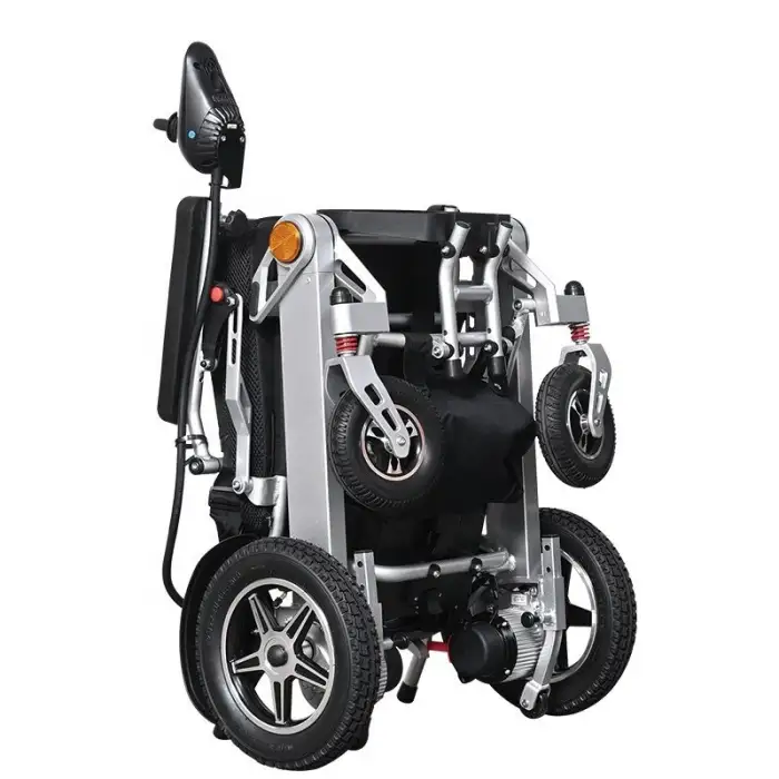 Medical Lightweight Folding Electric Wheelchair for Elderly Remote Control Lithium Battery