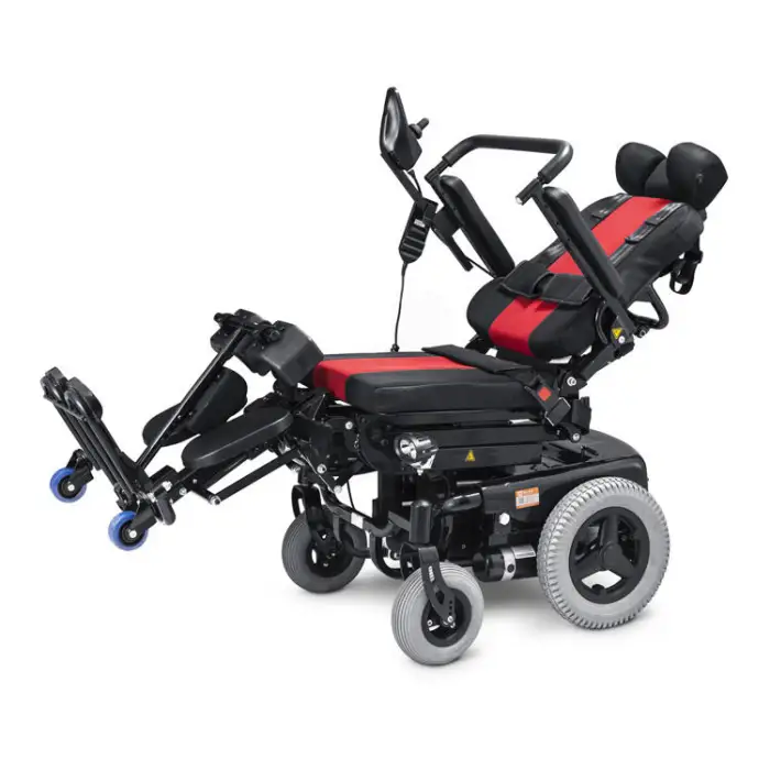 Steel Electric Wheelchair with Adjustable Legs and Back Portable Foldable All Terrain Wheelchair