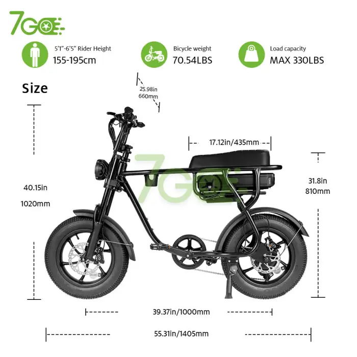 7GOEU Warehouse Ready Stock Electric Bike 16inch Fat Tire E-bike 250w 25km/h Ebike Electric Bicycle Adult Fatbike