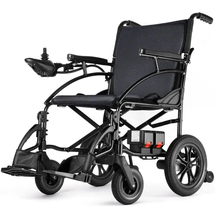 Portable Electric Wheelchair Lightweight Aluminium Foldable Design with Pull-Out Battery for Physical Therapy