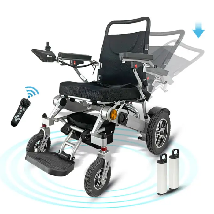 Intelligent Remote Control Fully Automatic Folding Reclining Electric Wheelchair Lithium Batteries Power Wheelchair Foldable