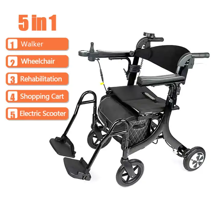 Multifunctional Folding Electric Walker Rollator With Seat for the Elderly Lightweight Electric Wheelchair Scooter Shopping Cart