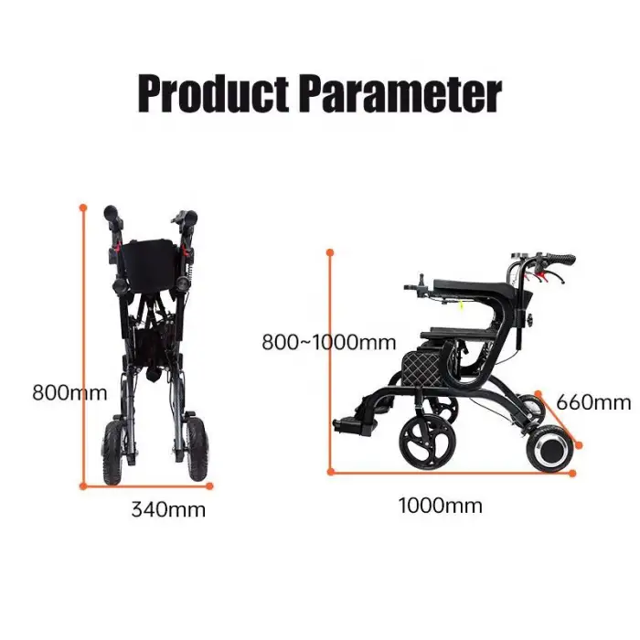 Multifunctional Folding Electric Walker Rollator With Seat for the Elderly Lightweight Electric Wheelchair Scooter Shopping Cart