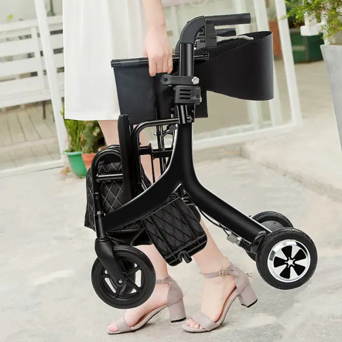 Multifunctional Folding Electric Walker Rollator With Seat for the Elderly Lightweight Electric Wheelchair Scooter Shopping Cart