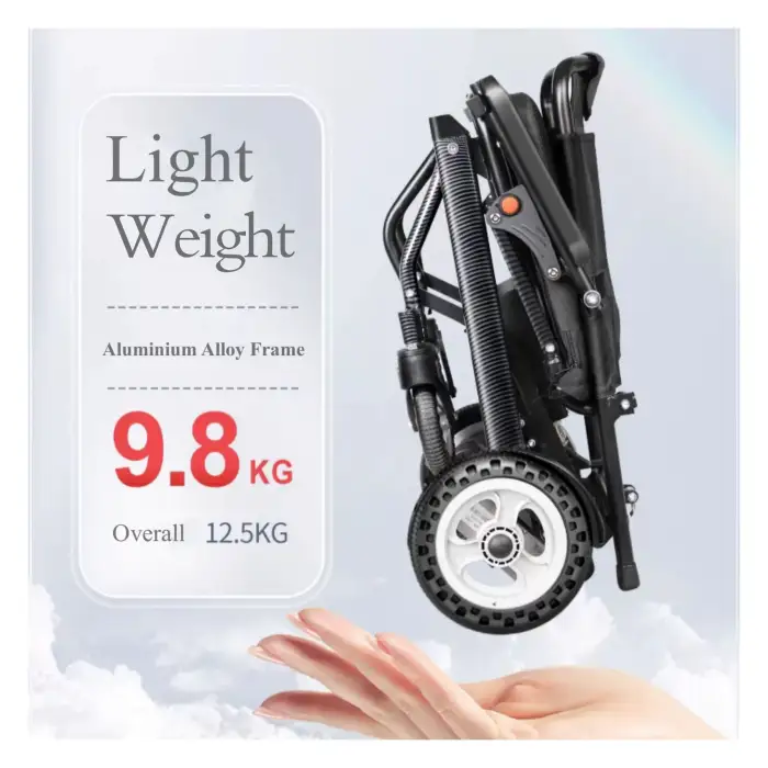 6A Aluminum Lightweight Foldable Power Electric Wheelchair for Disabled Folding Ultra Light Portable Lithium Battery