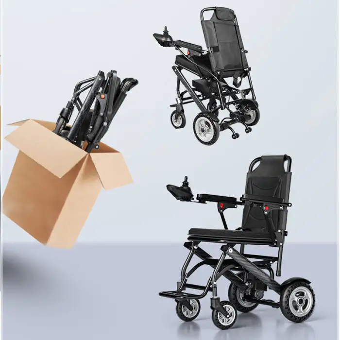 6A Aluminum Lightweight Foldable Power Electric Wheelchair for Disabled Folding Ultra Light Portable Lithium Battery