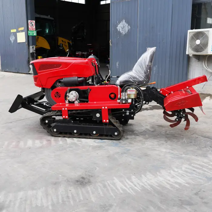 Power Agricultural Farming Rotavator Rotary Tiller Crawler Tractor Mini Crawler Cultivator