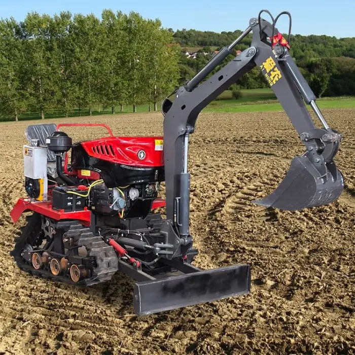 Small Crawler Tractor with Cultivator and Bulldozer for Paddy Field Rubber Tracks Rotary Tiller