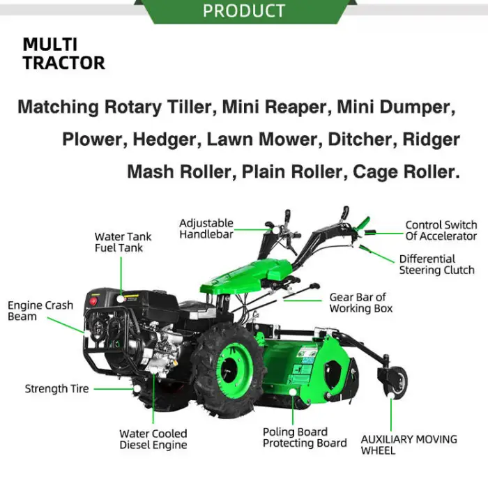 Multi Function Gasoline Powerful Maize Cultivators Mini Tiller Riding Tiller Rotavator With Tracks MGT740