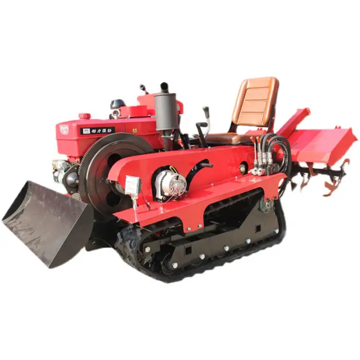 Agricultural Diesel Engine Rotavator Sitting Drive Crawler Tractor Rotary Tiller