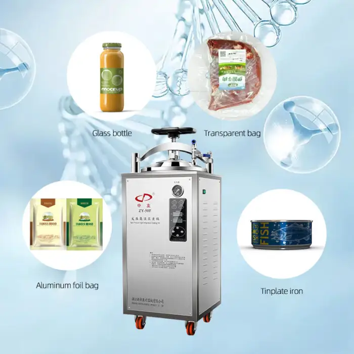 50 100 150l Counter Pressure Steam Food Sterilizers Sterilizing Machine Retort Vertical Automatic Autoclave for Food