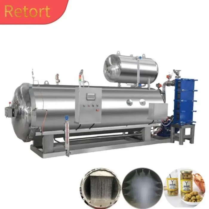 Water Spray Food Retort Autoclave Sterilization Machine Industrial Heat Sterilizer Can Fruit Puree Mushroom Autoclave