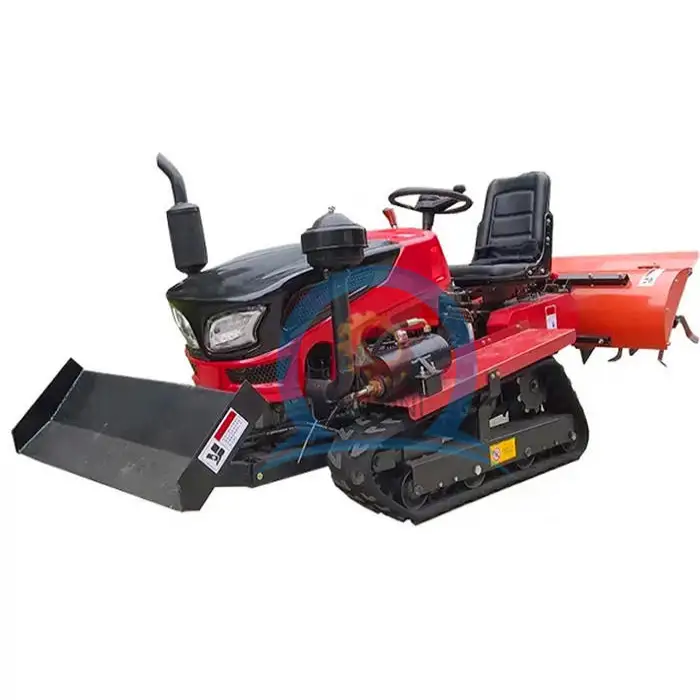 Small Multifunction Ride on Tracked Rotovator Mini Rotary Tiller Cultivator