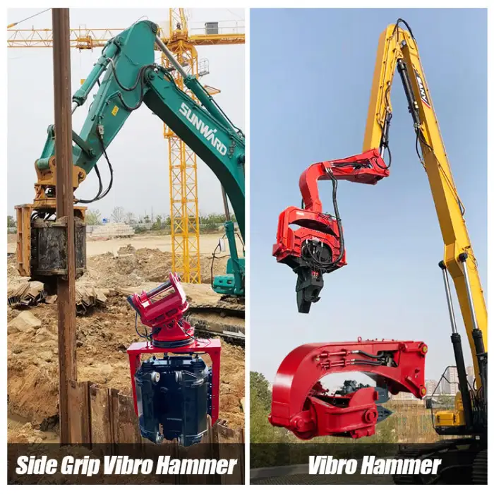 Side Grip Vibro Sheet Pile Vibro Hammer Excavator Mounted Hydraulic Piling Hammers