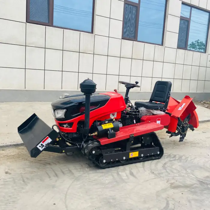 Rototiller 35 hp Driveshaft Walk Behind Mini Crawler Tractor Rototiller Farmland Tilling Rototiller with Plough