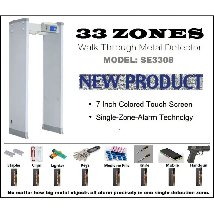 Safeagle 33 Scanning Zone IP65 Security Scanner Door Frame Full Body Walk Through Metal Detector Price