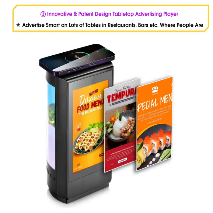 2024 New Arrivals Trending Electronics Products Phone Charging Table Advertising Restaurant Menu Power Bank