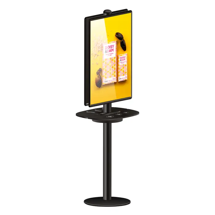 Airport Floor Standing Charging Advertising Station Cell Phone Quick Charging Kiosk With Poster Frame