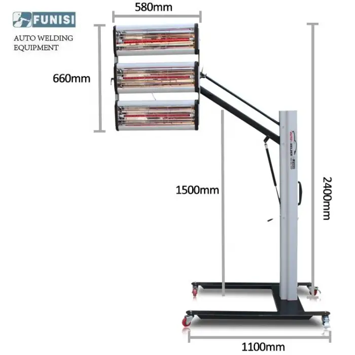 FUNISI Car Care Equipment Curing Lamp Heating Light 110V/220V Short Wave Infrared Lamp Car Body Paint Dryer Lamps F3A