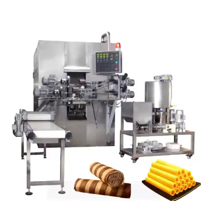 2025 Hot Sale Production Line Wafer Biscuit Snack Mini Full Automatic Wafer Biscuit Sticks Egg Roll Making Machine