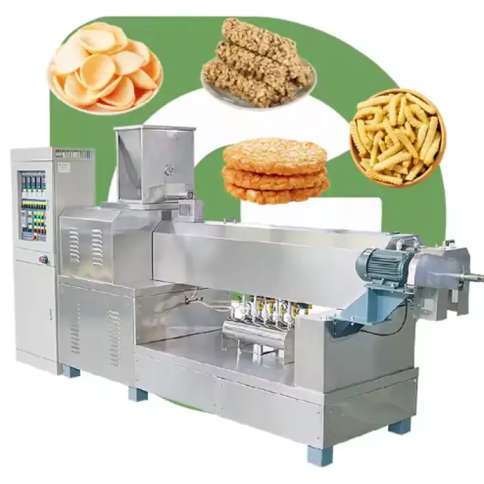 Small Twin Screw Ring Puffing Extrusion Cheese Corn Puffs Rice Barrs Wheat Snacks Food Making Machine