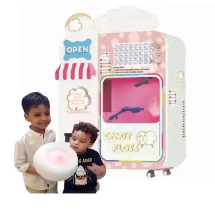 Chinese Electronic Automatic Cotton Candy Vending Machine Magic Candy Snack Machines Led Cotton Candy Making Machine Children