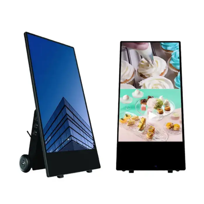 WiFi Waterproof Portable 2K4K Digital Signage Advertising Player for Education Shopping Malls Subway Use-43\" 55\" Floor Stand