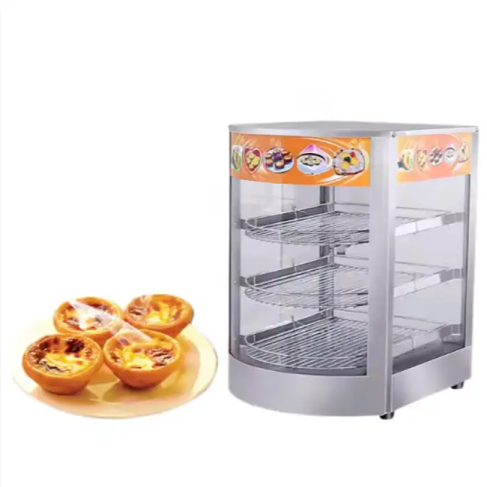 Three-tier Food Warmer Tray Glass Insulation Cabinet Easy-to-Operate Pie and Cake Heating Display Case