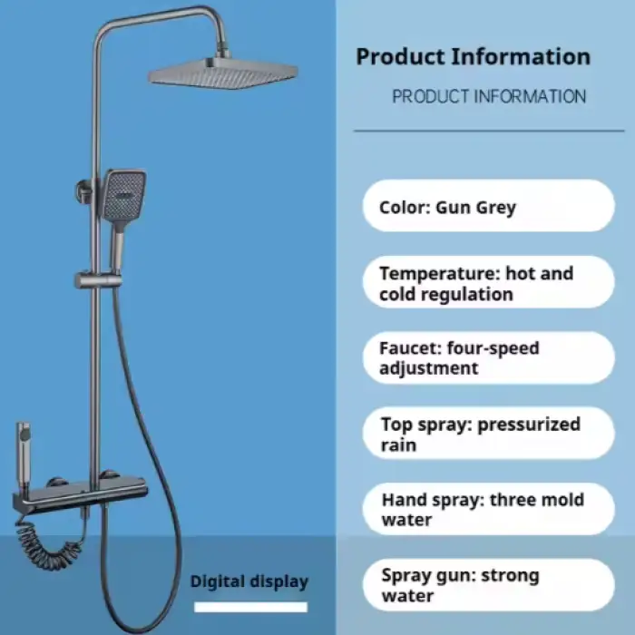 Hot&cold Brass Shower System With LED Ambient Lights 4 Functions Wall Mounted Shower Sets Jet&Soft Rainfall Shower Heads Faucets