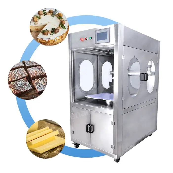 Full Automatic High Speed Double Round Cake Pizza Pie Cheese Ultrasonic Cutting Machine