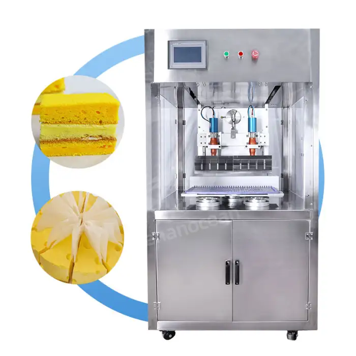 Full Automatic High Speed Double Round Cake Pizza Pie Cheese Ultrasonic Cutting Machine