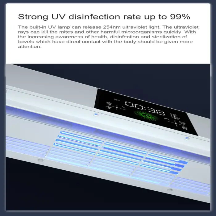 Towel Drying Rack Wall-mounted Ultraviolet Sterilization Intelligent Touch Screen Automatic Drying Rack for Household Toilets