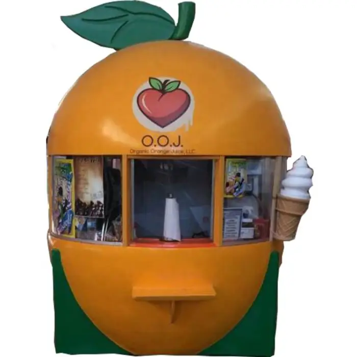 Fiberglass Orange Juice Bar Kiosk High Productivity Outdoor Food Snack Kiosk 220V Fruit Juice Kiosk