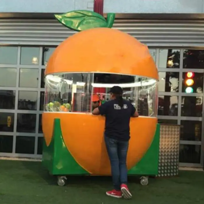 Fiberglass Orange Juice Bar Kiosk High Productivity Outdoor Food Snack Kiosk 220V Fruit Juice Kiosk