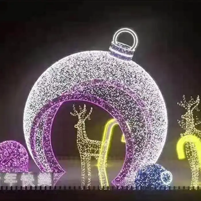 Giant 3D Outdoor Lighting Ball LED Christmas Light Walk-Through Ornament Christmas Motif Lights Commercial Decoration