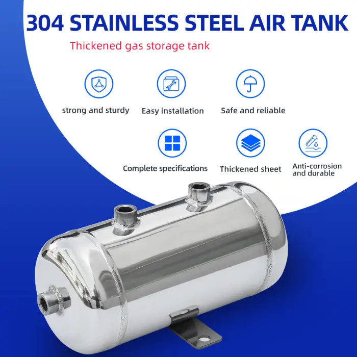 2L Horizontal Stainless Steel Air Tank Vertical Air Suspension System Accessories for Industrial Compressors