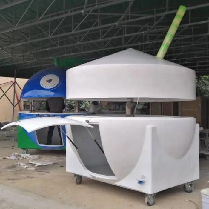 New Outdoor Commercial Coconut Juice Kiosk Metal and Fiberglass Booth with High Productivity Pump 220V for Food Industry